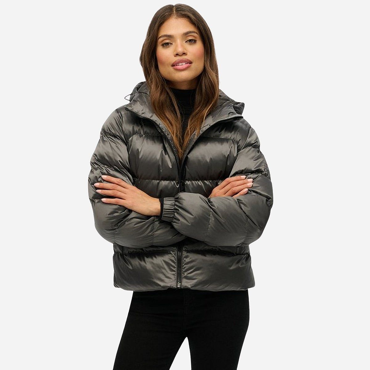 SuperDry Mode Luxe Sport Puffer Hooded Jas Dames SuperDry Mode Luxe Sport Puffer Hooded Jas Dames
