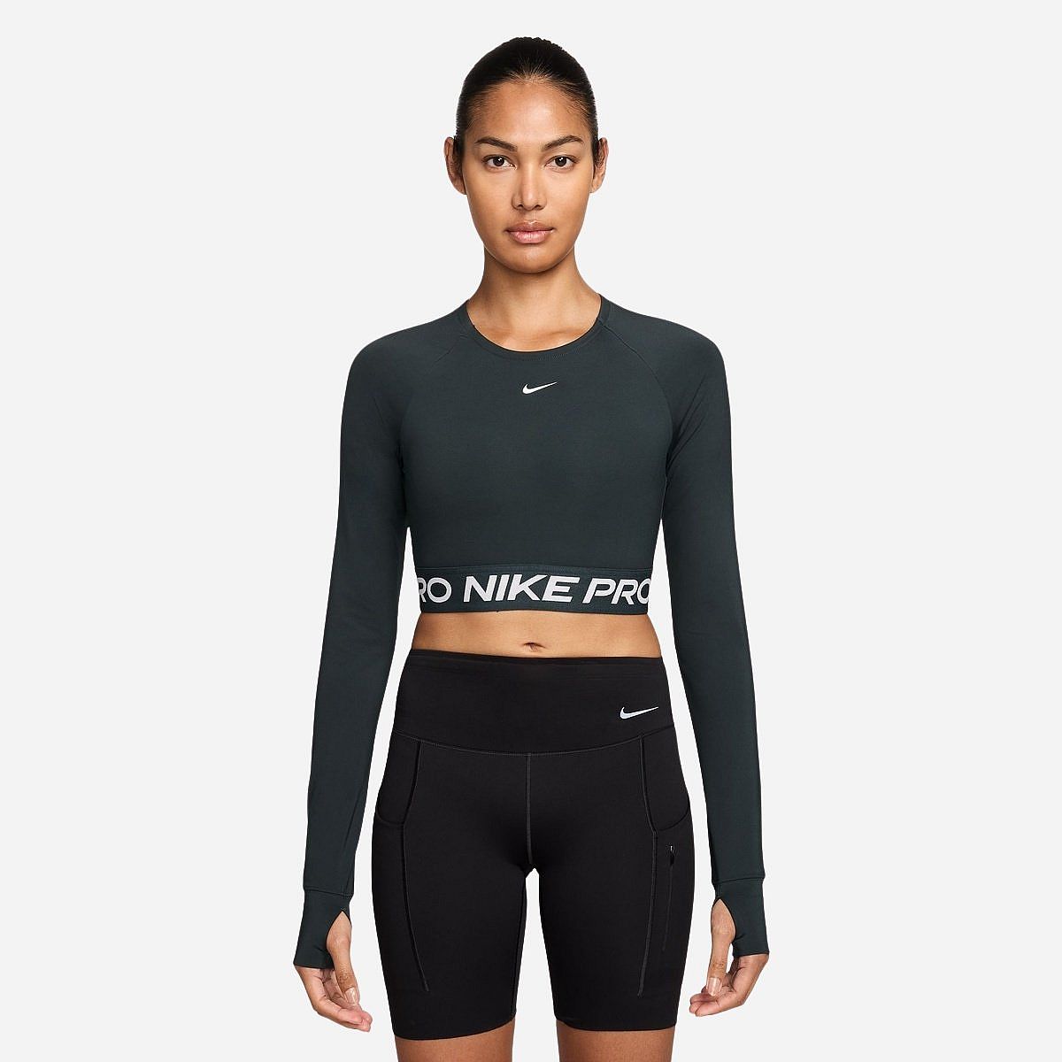Nike Pro Dri-Fit Cropped T-Shirt Lange Mouw Dames