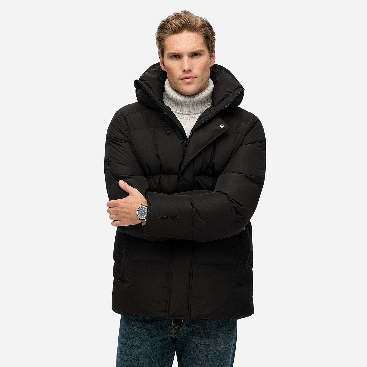 SuperDry Mode Baffle Sport Puffer Hooded Jas Heren