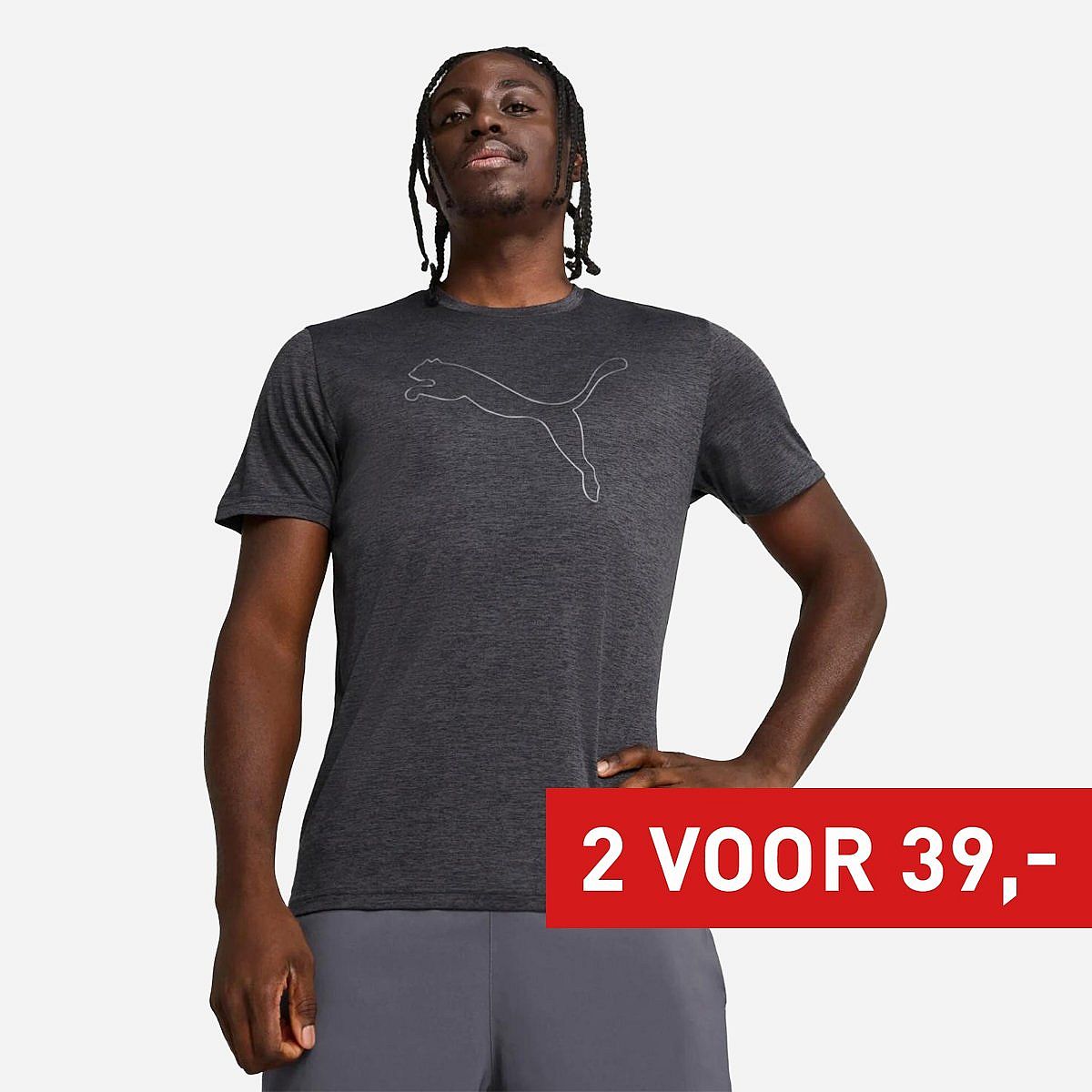 Puma Tad Essential Heather T-Shirt Heren Puma Tad Essential Heather T-Shirt Heren