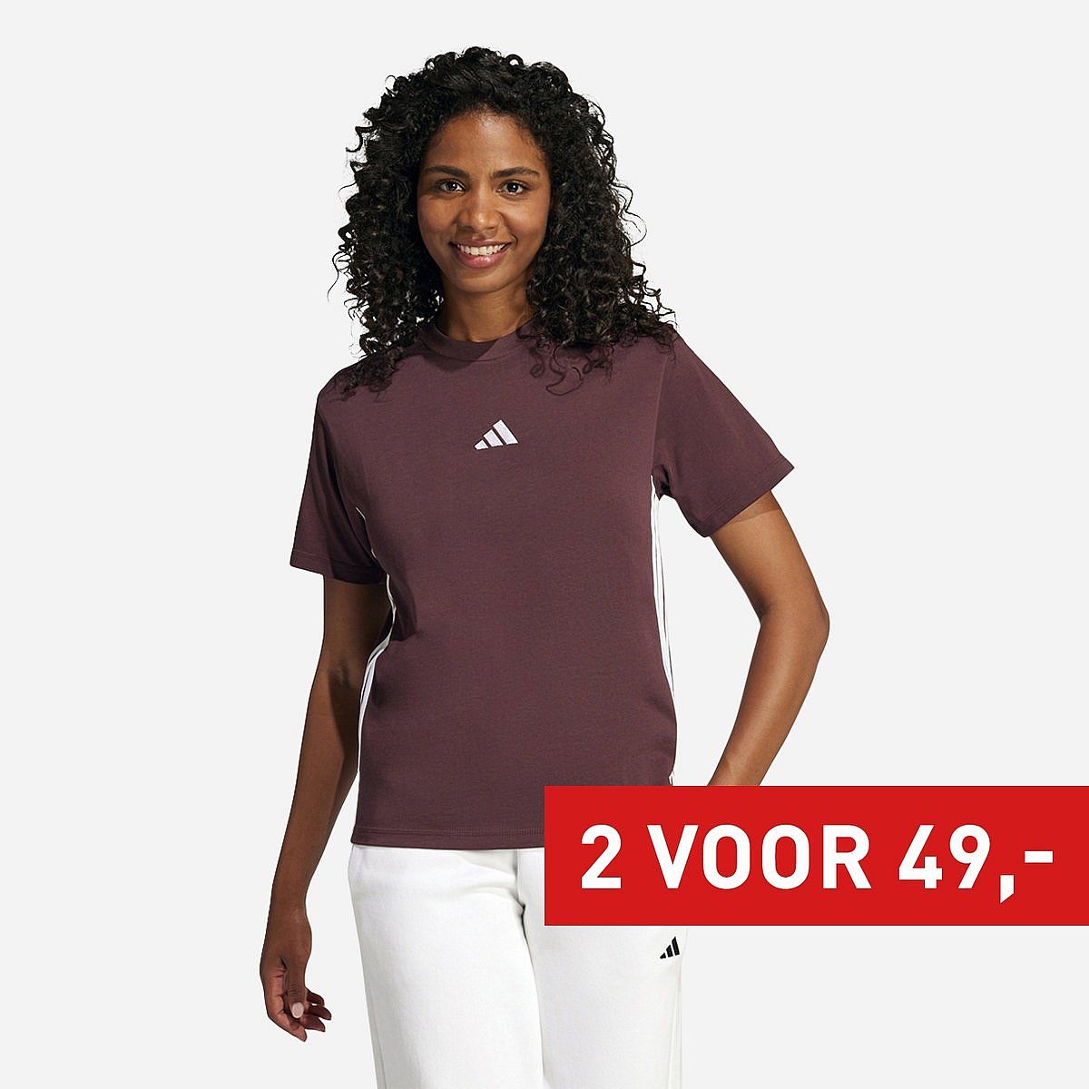 Adidas Essentials 3-Stripes Cotton T-Shirt Dames Adidas Essentials 3-Stripes Cotton T-Shirt Dames