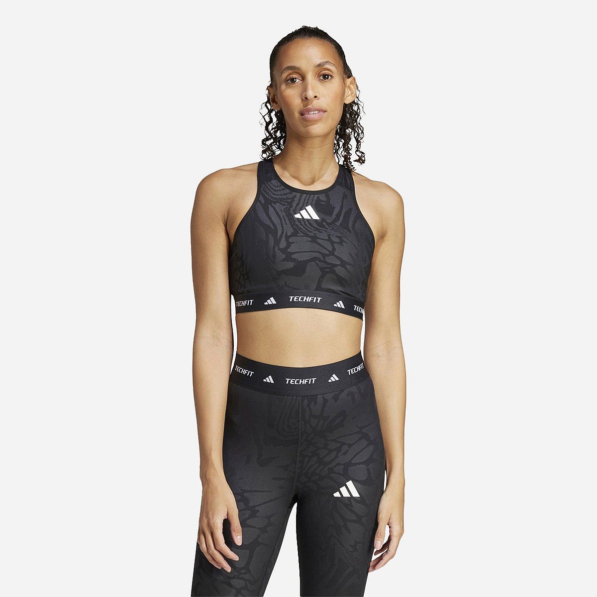 Adidas Techfit Medium-Support High-Neck Print Sportbeha Dames