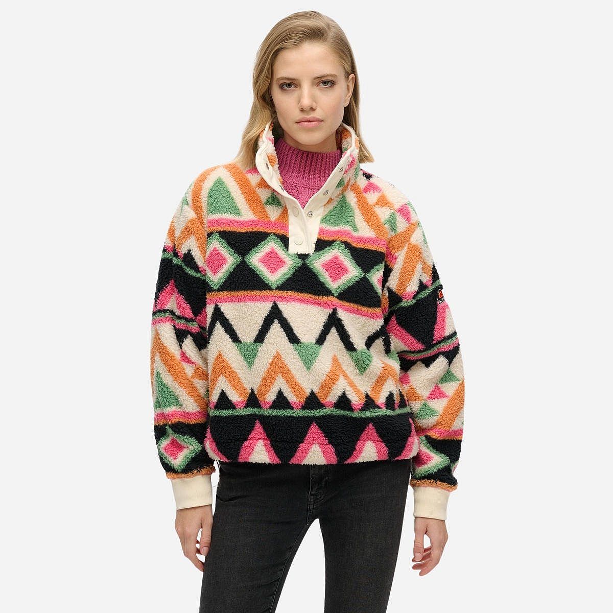 SuperDry Mode Super Soft Printed Half Zip Fleece Sweater Dames