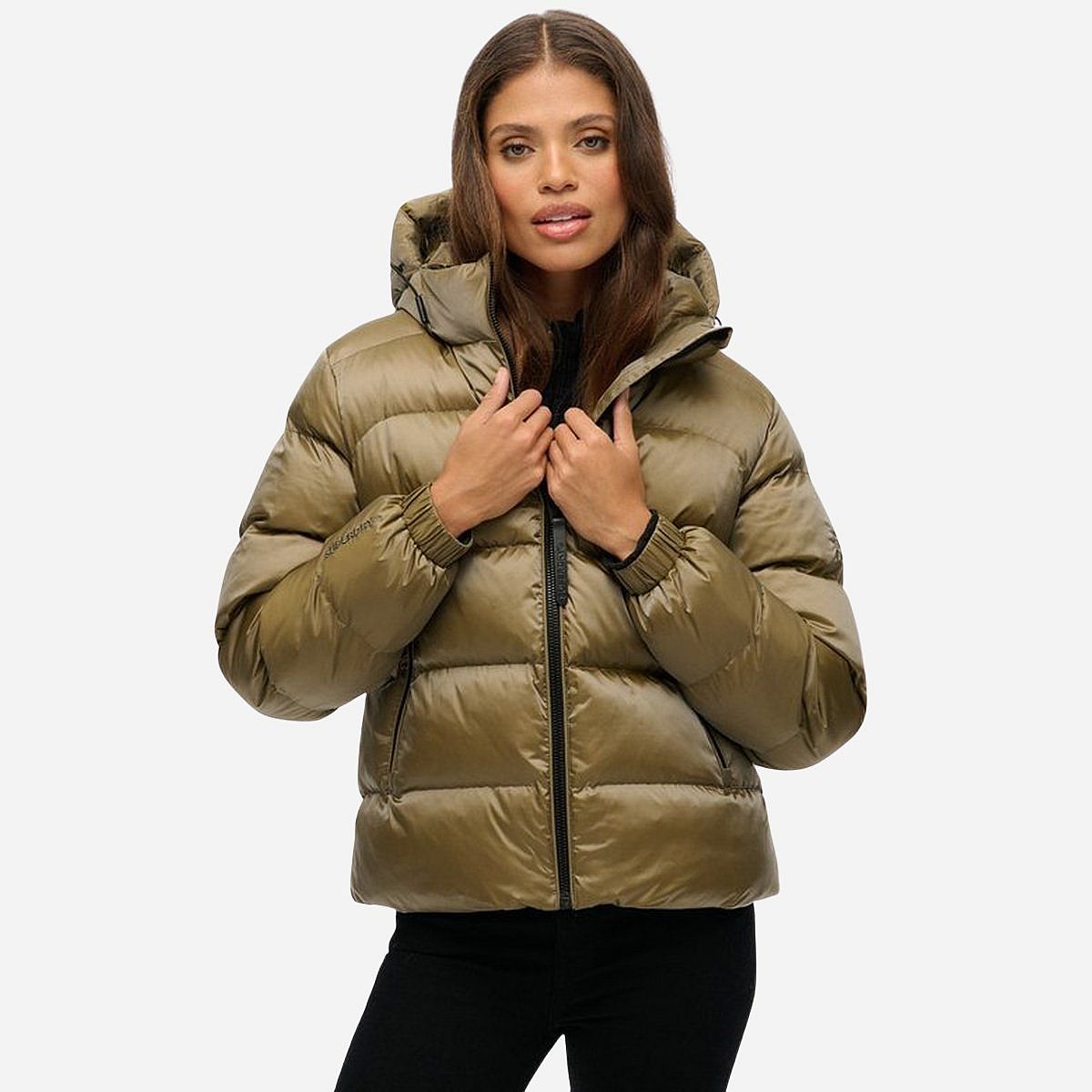 SuperDry Mode Luxe Sport Puffer Hooded Jas Dames