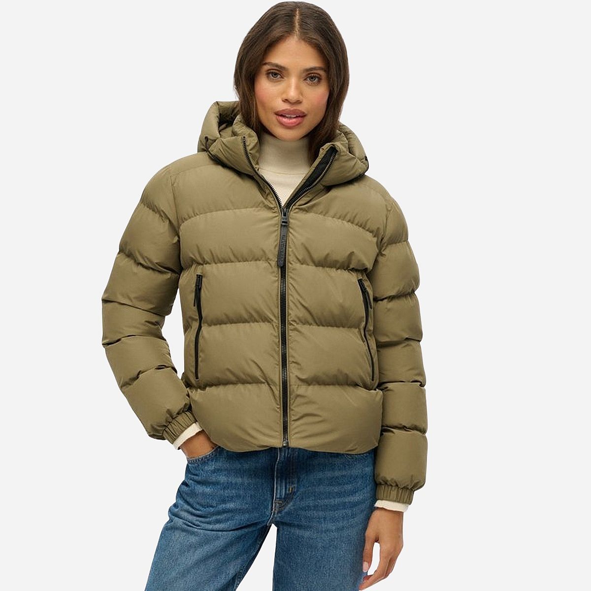 SuperDry Mode Sport Puffer Hooded Jas Dames SuperDry Mode Sport Puffer Hooded Jas Dames
